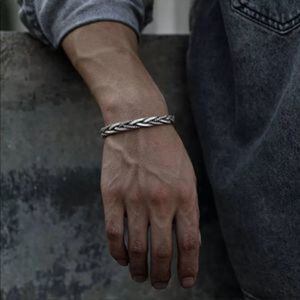 NEW 925 Sterling Silver Mens Modern Twist Bracelet